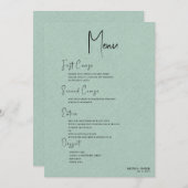Green linen Simple Black Script Welcome Menu Einladung (Vorne/Hinten)