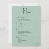 Green linen Simple Black Script Welcome Menu Einladung (Vorderseite)