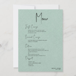 Green linen Simple Black Script Welcome Menu Einladung