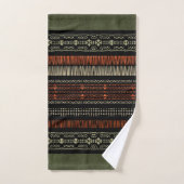 Green Linen Tribal Muster Badhandtuch Set (Handtuch)