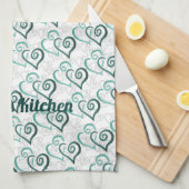 Green Linked Heart Art Custom Geschirrtuch (Viertel Falte)