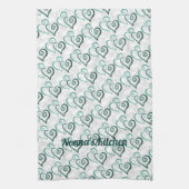 Green Linked Heart Art Custom Geschirrtuch (Vertikal)