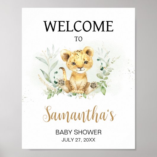 Green Lion Baby Dusche Willkommen Poster (Vorne)