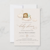 GREEN Lion Baby Shower Einladung (Vorderseite)