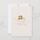 GREEN Lion Baby Shower Einladung (Rückseite)