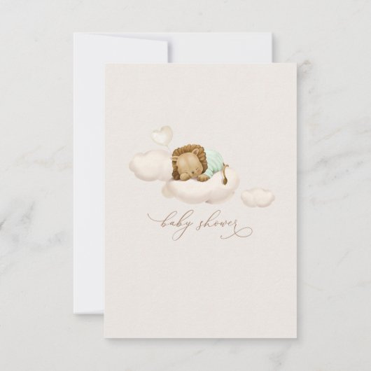 GREEN Lion Baby Shower Einladung (Rückseite)