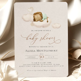 GREEN Lion Baby Shower Einladung