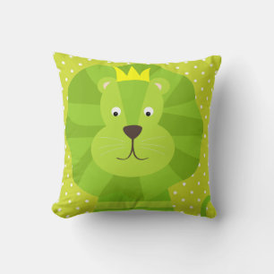 Green Lion Green Polka Dot Throw Kissen