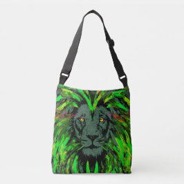Green Lion Head Artwork - Lion Illustration Tragetaschen Mit Langen Trägern