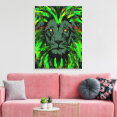 Green Lion Head gepackte Canvas Lion Face Portrait Leinwanddruck (Insitu (Wohnzimmer))