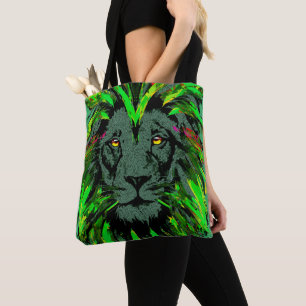 Green Lion Head - Lion Face Portrait Zeichnend Tas Tasche