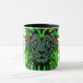 Green Lion Head - Lion Face Portrait Zeichnend Tasse