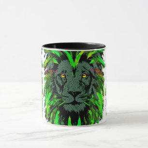 Green Lion Head - Lion Face Portrait Zeichnend Tasse