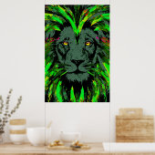 Green Lion Head Poster - Lion Face Poster (Küche)