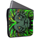 Green Lion Laptop Case - Löwenportrait Zeichnend (Vorne Rechts)