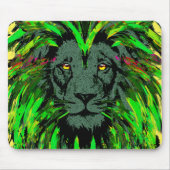 Green Lion Mousepad - Lion Face Portrait Zeichnend (Vorne)