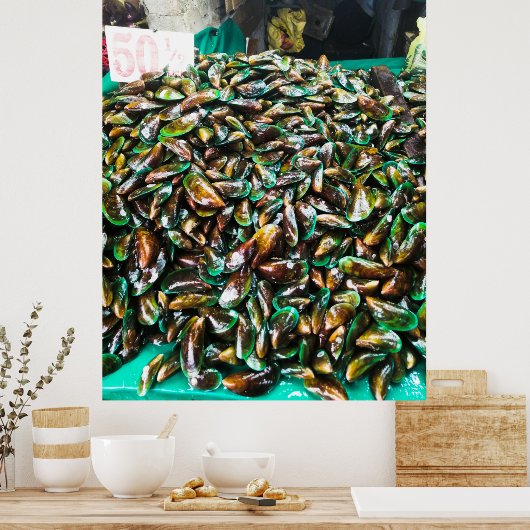 Green Lipped Mussels For Sale Poster (Küche)