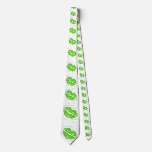 Green Lips - Irish Lipstick Blot St Patrick's Day Krawatte (Vorderseite)