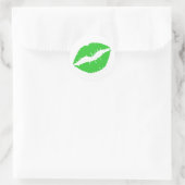 Green Lipstick Print Runder Aufkleber (Tasche)