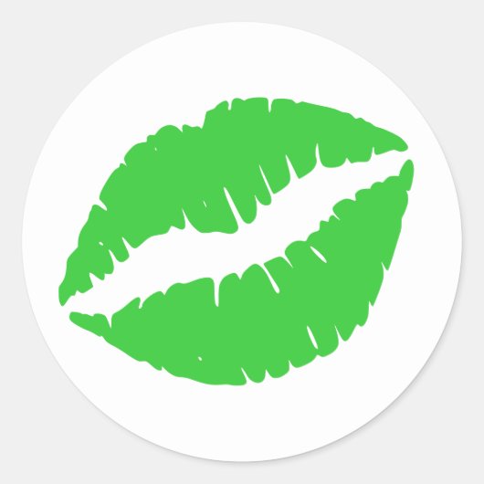 Green Lipstick Print Runder Aufkleber (Vorderseite)