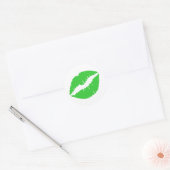 Green Lipstick Print Runder Aufkleber (Umschlag)