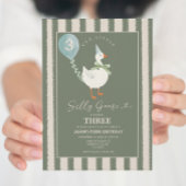 Green Little Albern Goose Balloon Junge 3. Geburts Einladung