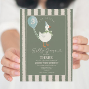 Green Little Albern Goose Balloon Junge 3. Geburts Einladung