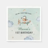 Green Little Aviator Sky Adventure 1st Birthday Serviette (Vorderseite)