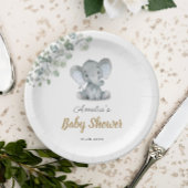 Green Little Elephant Baby Shower Pappteller
