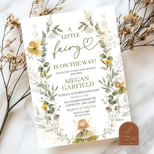 Green Little Fairy Baby Shower Einladung