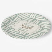 Green Little Fisherman Fishing Baby Shower Pappteller (Schrägansicht)