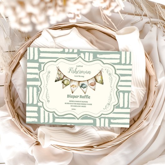 Green Little Fisherman Fishing Diapper Raffle Begleitkarte