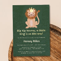 Green Little King Lion Boy Baby Shower Einladung