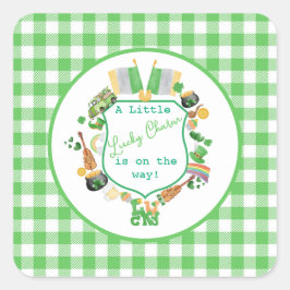 Green Little Lucky Charme Babydusche Quadratischer Aufkleber