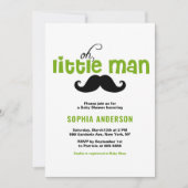 Green Little Man Mustache Kinderdusche Einladung (Vorderseite)