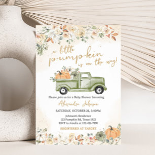Green Little Pumpkin Baby Dusche Einladung