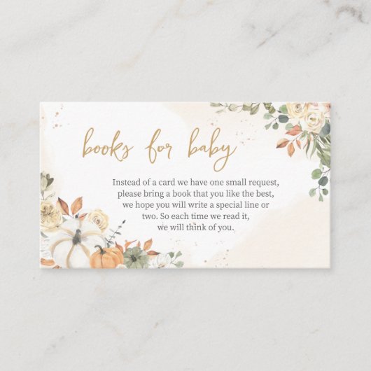 Green Little Pumpkin Baby Shower Books for Baby Begleitkarte (Vorderseite)