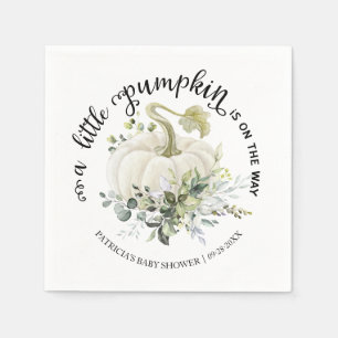 Green Little Pumpkin Fall Baby Shower Serviette