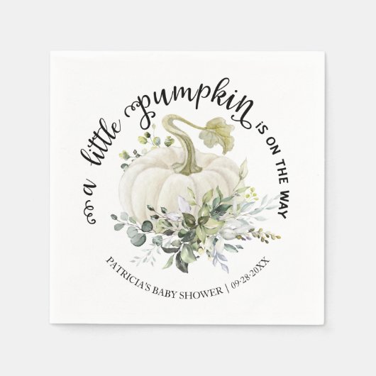 Green Little Pumpkin Fall Baby Shower Serviette (Vorderseite)