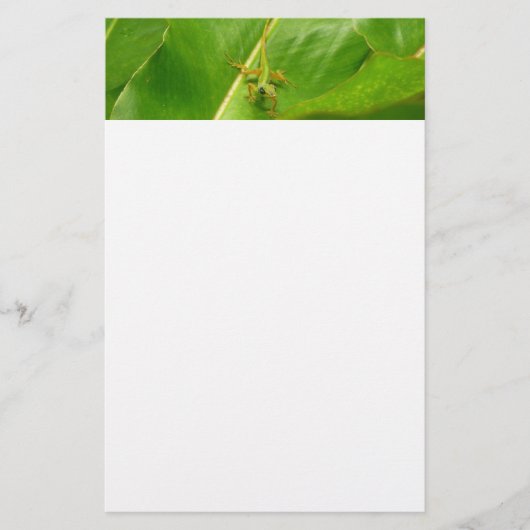 Green Lizard auf grünem Leaf Briefpapier (Vorderseite)