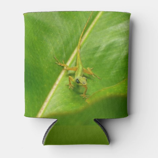 Green Lizard auf grünem Leaf Dosenkühler (Vorderseite)