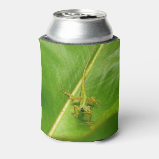 Green Lizard auf grünem Leaf Dosenkühler (Kanne Rückseite)