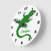 Green Lizard Design Personalised Runde Wanduhr (Winkel)