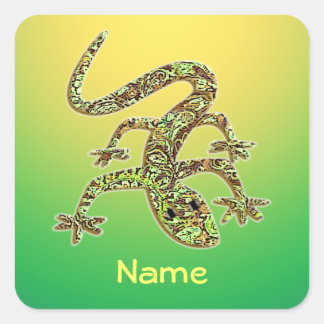 Green Lizard Gecko Salamander Aufkleber mit Namen