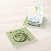 Green Lizard Glasuntersetzer (Schrägansicht)