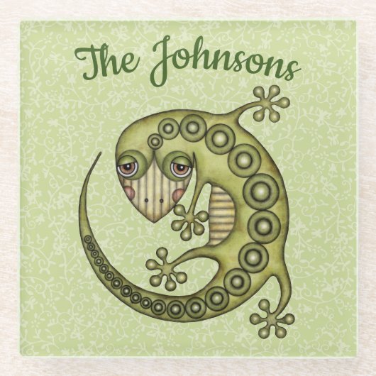 Green Lizard Glasuntersetzer (Vorderseite)