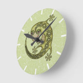 Green Lizard Runde Wanduhr (Winkel)