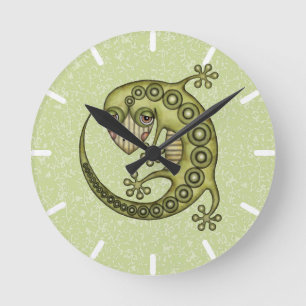 Green Lizard Runde Wanduhr
