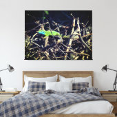 Green Lizard Stretched Canvas Print Leinwanddruck (Insitu (Schlafzimmer))