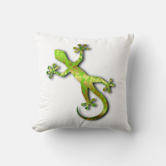 Green Lizard Throw Kissen (Vorderseite)